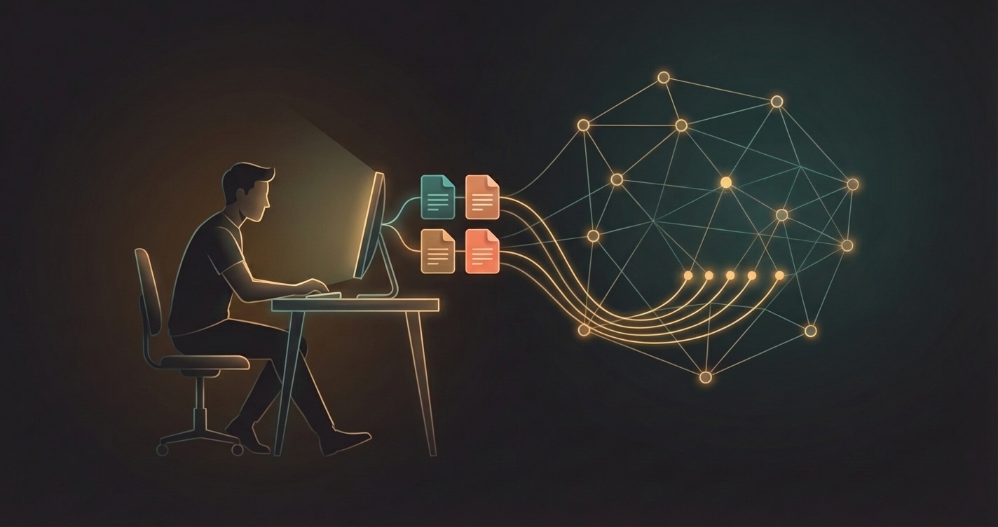 Organized documents flowing into vector network